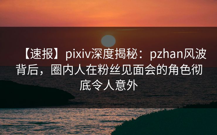 【速报】pixiv深度揭秘：pzhan风波背后，圈内人在粉丝见面会的角色彻底令人意外