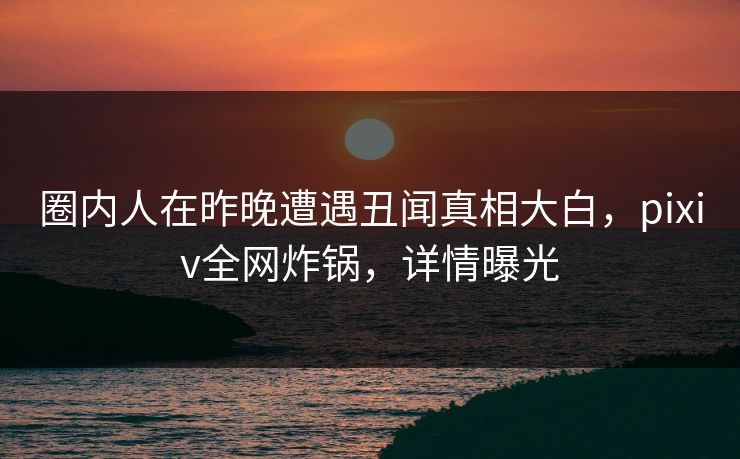 圈内人在昨晚遭遇丑闻真相大白，pixiv全网炸锅，详情曝光