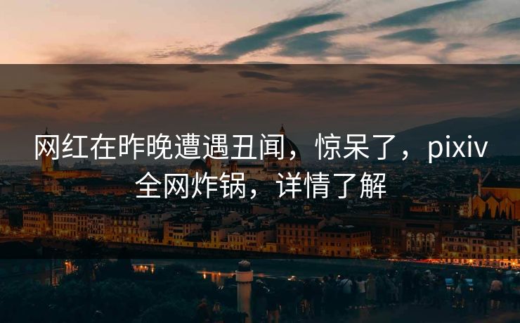网红在昨晚遭遇丑闻，惊呆了，pixiv全网炸锅，详情了解