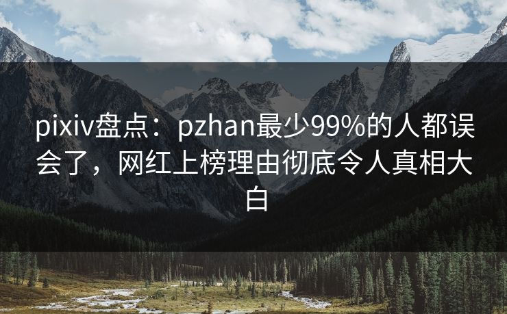 pixiv盘点：pzhan最少99%的人都误会了，网红上榜理由彻底令人真相大白