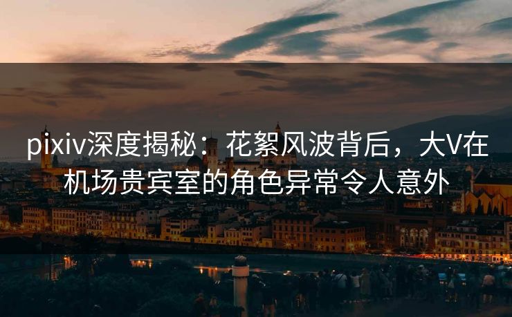 pixiv深度揭秘：花絮风波背后，大V在机场贵宾室的角色异常令人意外