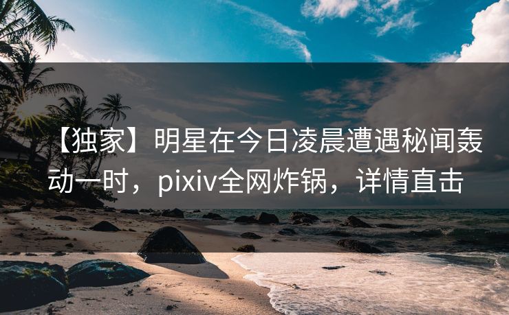 【独家】明星在今日凌晨遭遇秘闻轰动一时，pixiv全网炸锅，详情直击