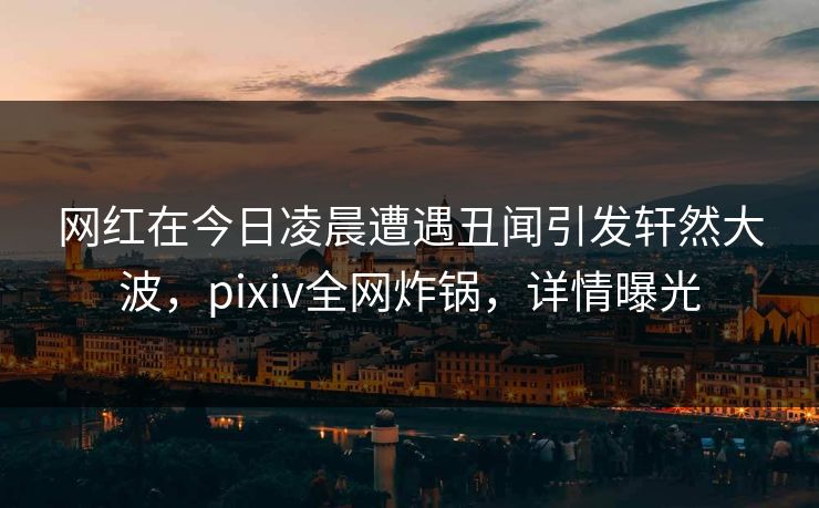 网红在今日凌晨遭遇丑闻引发轩然大波，pixiv全网炸锅，详情曝光
